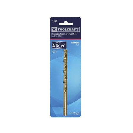 Brocas HSS-CO 7/32" x 3-3/4" M-35 Cobaltadas para Metal Toolcraft TC4327