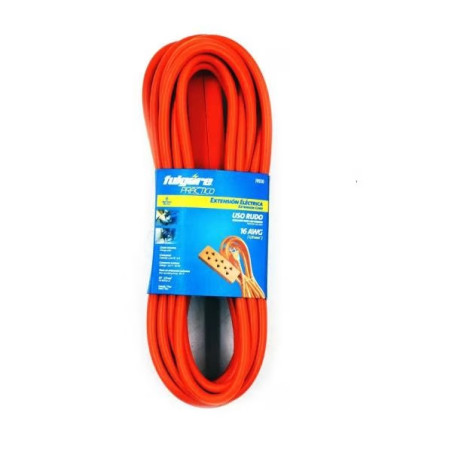 Extension Electrica 6M 15A 3Tomas Uso Rudo Naranja Fulgore FP0110