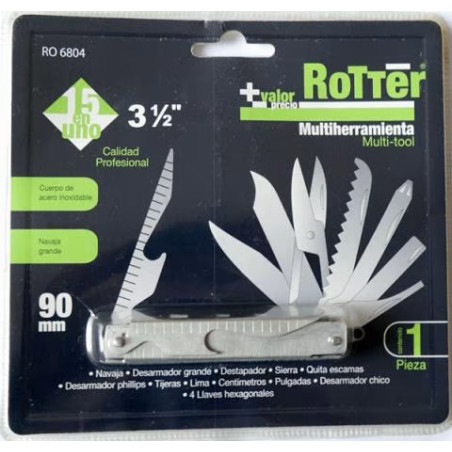 Alicates Multiherramientas 15 en 1 Multi-Tool 3-1/2" Rotter RO6804