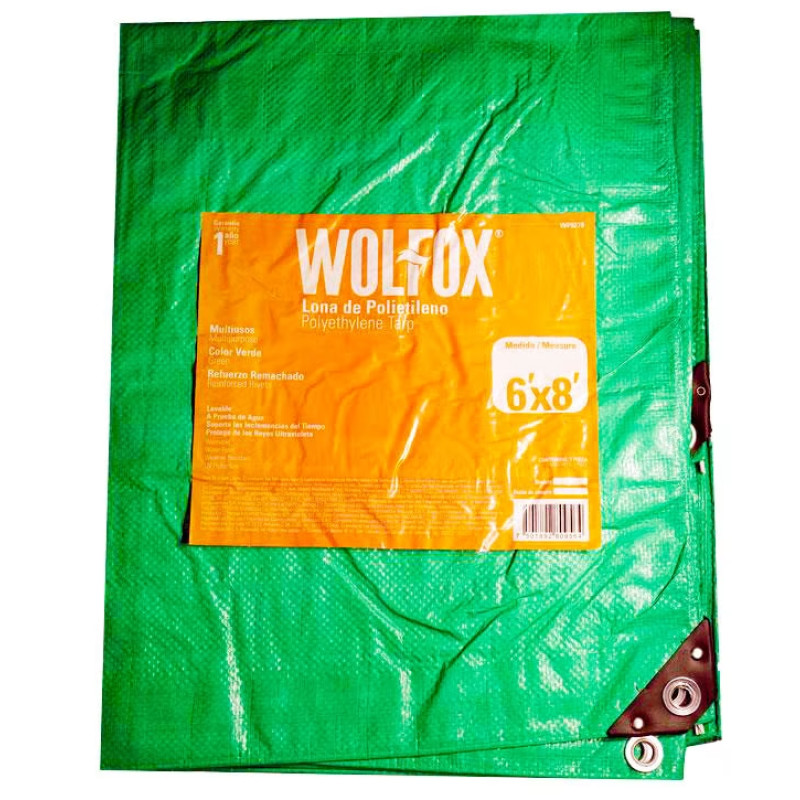 Lona 6" x 8" Rafia Polietileno Multiproposito Verde Wolfox WF9278