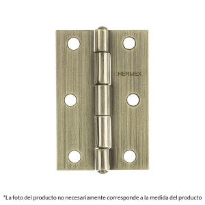Bisagras Rectangular 1" x 7/8" Acero Latonado Antiguo CMbola 1mm Hermex 46909