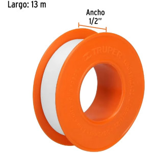 Teflon Sella Roscas 1/2" x13m E0.075mm sellar y prevenir fugas Truper 12512