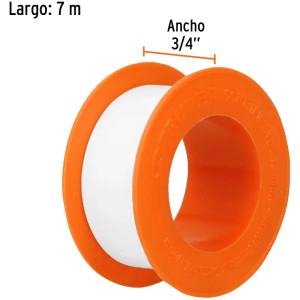 Teflon Sella Roscas 3/4" x7m E0.075mm sellar y prevenir fugas Truper 12521