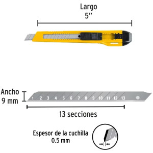 Cutter 5" 9mm Plastico Navaja de Acero, CUT-5PB 22403 Pretul