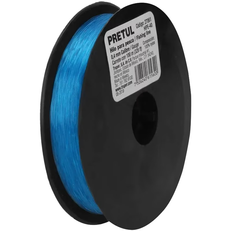 Hilo para Pesca 100m Calibre 0.4mm Tension 7.3kg, para Albañileria Pesca Plomeria, HIPE-40 27061 Truper
