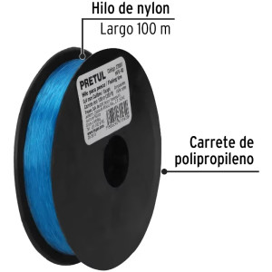 Hilo para Pesca 100m Calibre 0.4mm Tension 7.3kg, para Albañileria Pesca Plomeria, HIPE-40 27061 Truper