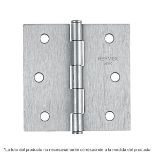Bisagras cuadrada 2-1/2" Acero Cromo Mate Capuchina Cplana 2mm Hermex 25107
