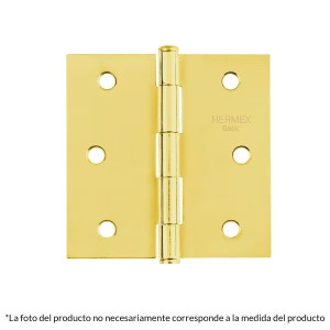 Bisagras cuadrada 2-1/2" Acero Dorado Capuchina Cplana 2mm Hermex 25109