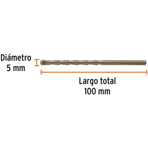 Brocas Concreto 5mm x 100mm ZP3 Ctungsteno Truper 102340