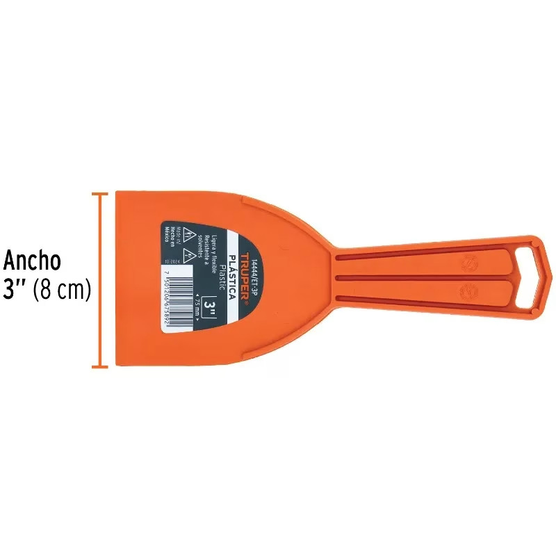Espatula Plastica 3" Resistente a Solventes Ligeras Y flexible, en Polipropileno, ET-3P 14444 Truper