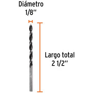 Brocas para Madera 1/8" x65mm, Truper 101626