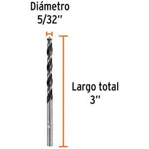 Brocas para Madera 5/32" x75mm, Truper 101627