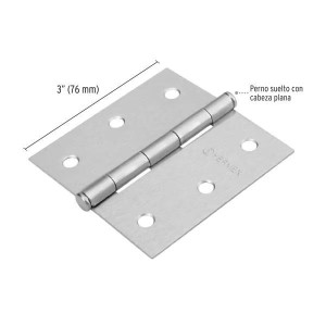 Bisagras cuadrada 3" Acero Cromo Mate x20u Capuchina Cplana 1.4mm Hermex 23687