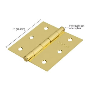 Bisagras cuadrada 3" Acero Dorado x20u Capuchina Cplana 1.4mm Hermex 28800