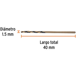 Brocas Metal HSS 1.5mm xL40mm Truper 14123