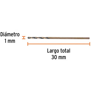 Brocas Metal HSS 1mm xL30mm Truper 14072
