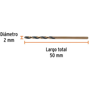 Brocas Metal HSS 2mm xL50mm Truper 14124