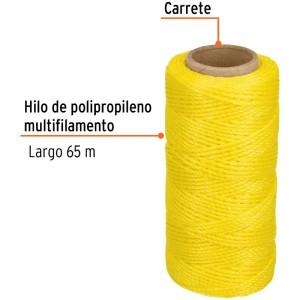 Hilos para albañil 65m 3Cabos ColorAmarillo, Truper 14045