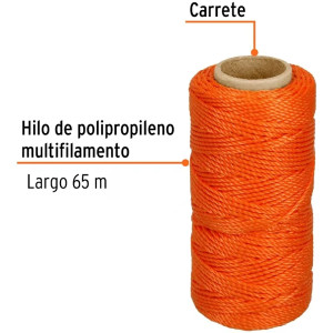 Hilos para albañil 65m 3Cabos ColorNaranja, Truper 14051