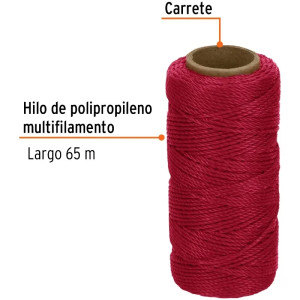 Hilos para albañil 65m 3Cabos ColorRojo, Truper 14046