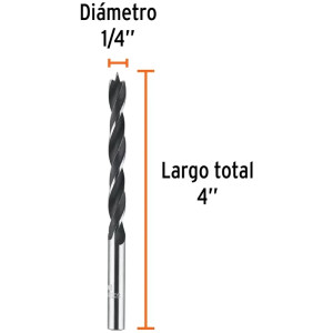 Brocas para Madera 1/4" x93mm, Truper 101691