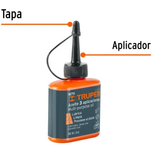 Aceite Multiusos 30ml 1oz, Lubricante Protege Oxidación y Corrosión para Metal, Truper 16711