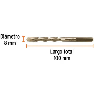 Brocas Concreto 8mm x 100mm ZP3 Ctungsteno Truper 102345