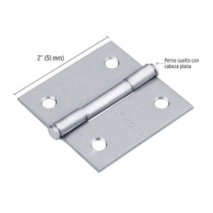 Bisagras cuadrada 2" Acero Cromo Mate x10u Capuchina CPlana 1.5mm Hermex 43259