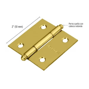 Bisagras cuadrada 2" Acero Dorado x10u Capuchina CRedondo 1.5mm Hermex 43230