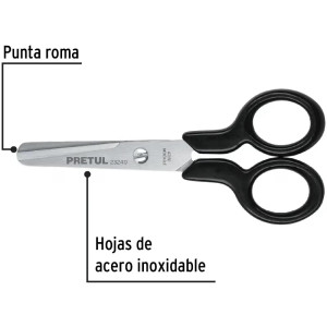Tijera Escolar Punta Roma 4 1/2", en acero de Inoxidable, TIES-4-1/2 23240 Pretul