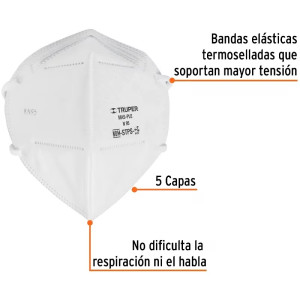 Mascarilla Plegable para Polvo Tipo N95, Polvo y Particulas sin Aceite, Clip Metalico, MAS-PLE 14427 Truper