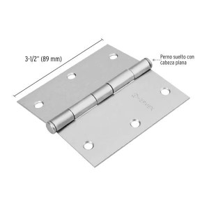 Bisagras cuadrada 3-1/2" Acero Cromo Mate x10u Capuchina Cplana 1.4mm Hermex 23688
