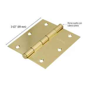 Bisagras cuadrada 3-1/2" Acero Dorado x10u Capuchina CPlana1.4mm Hermex 23685