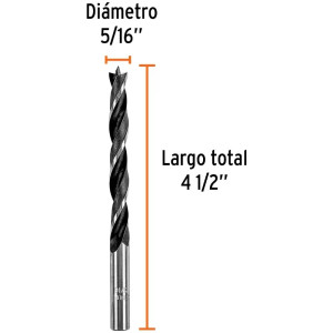 Brocas para Madera 5/16" x105mm, Truper 101693