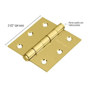 Bisagras cuadrada 2-1/2" Acero Dorado x10u Capuchina Cplana 1.8mm Hermex 43236