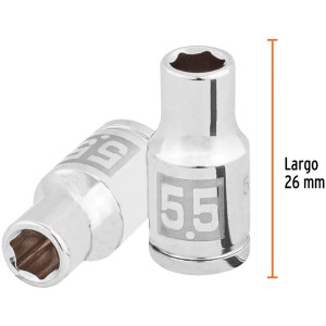 Dados 5.5mm E1/4 Hexagonales CrVanadio, Truper 100966