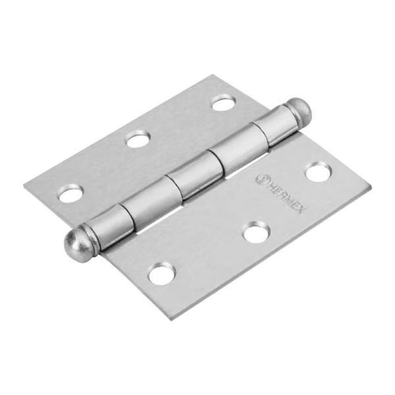 Bisagras cuadrada 2-1/2" Acero Cromo Mate x20u Capuchina CRedonda 2mm Hermex 43256