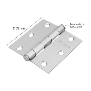 Bisagras cuadrada 3" Acero Cromo Mate x20u Capuchina CPlana 2mm Hermex 43261