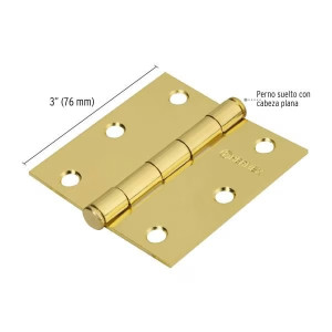 Bisagras cuadrada 3" Acero Dorado x20u Capuchina Cplana 2mm Hermex 43237