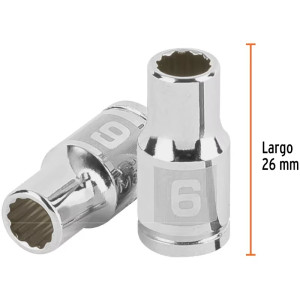 Dados 6mm E1/4 Poligonales CrVanadio, Truper 100978