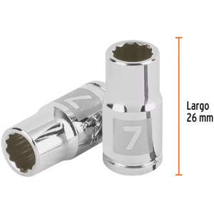 Dados 7mm E1/4 Poligonales CrVanadio, Truper 100979