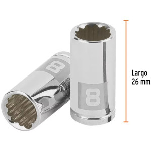 Dados 8mm E1/4 Poligonales CrVanadio, Truper 100980