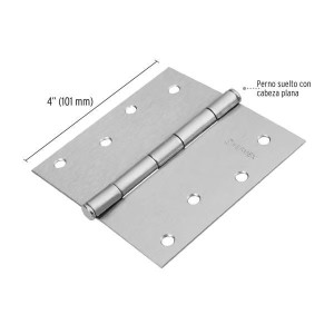 Bisagras cuadrada 4" Acero Cromo Mate x10u Capuchina Cplana 1.4mm Hermex 23689