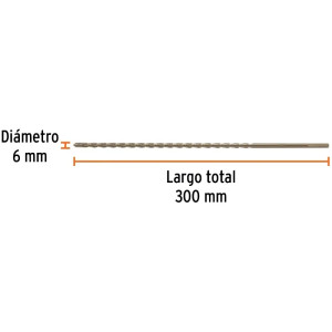 Brocas Concreto 6mm x 300mm ZP3 Ctungsteno Truper 102344