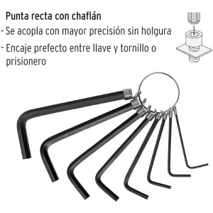 Juego Llaves Allen 8 Piezas Milimetricas con Organizador, Acero al Carbono, ALL-P8M 21851 Pretul