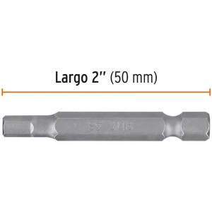 Puntas hexagonales 3/16" x50mm, estuches con 5 piezas, Truper 12629