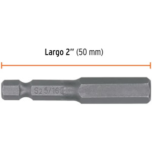Puntas hexagonales 5/16" x50mm, estuches con 5 piezas, Truper 12654