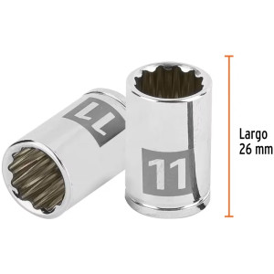 Dados 11mm E1/4 Poligonales CrVanadio, Truper 100984