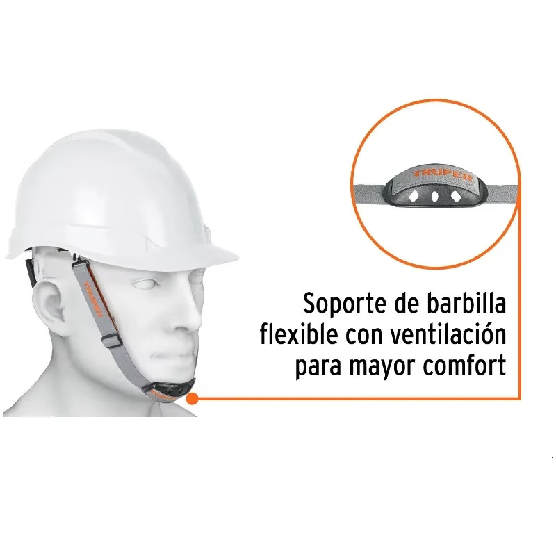 Barboquejo con Barbilla para Casco de Seguridad, Cinta elastica 45cm x 19mm, Truper 12338