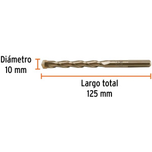 Brocas Concreto 10mm x 125mm ZP3 Ctungsteno Truper 102348
